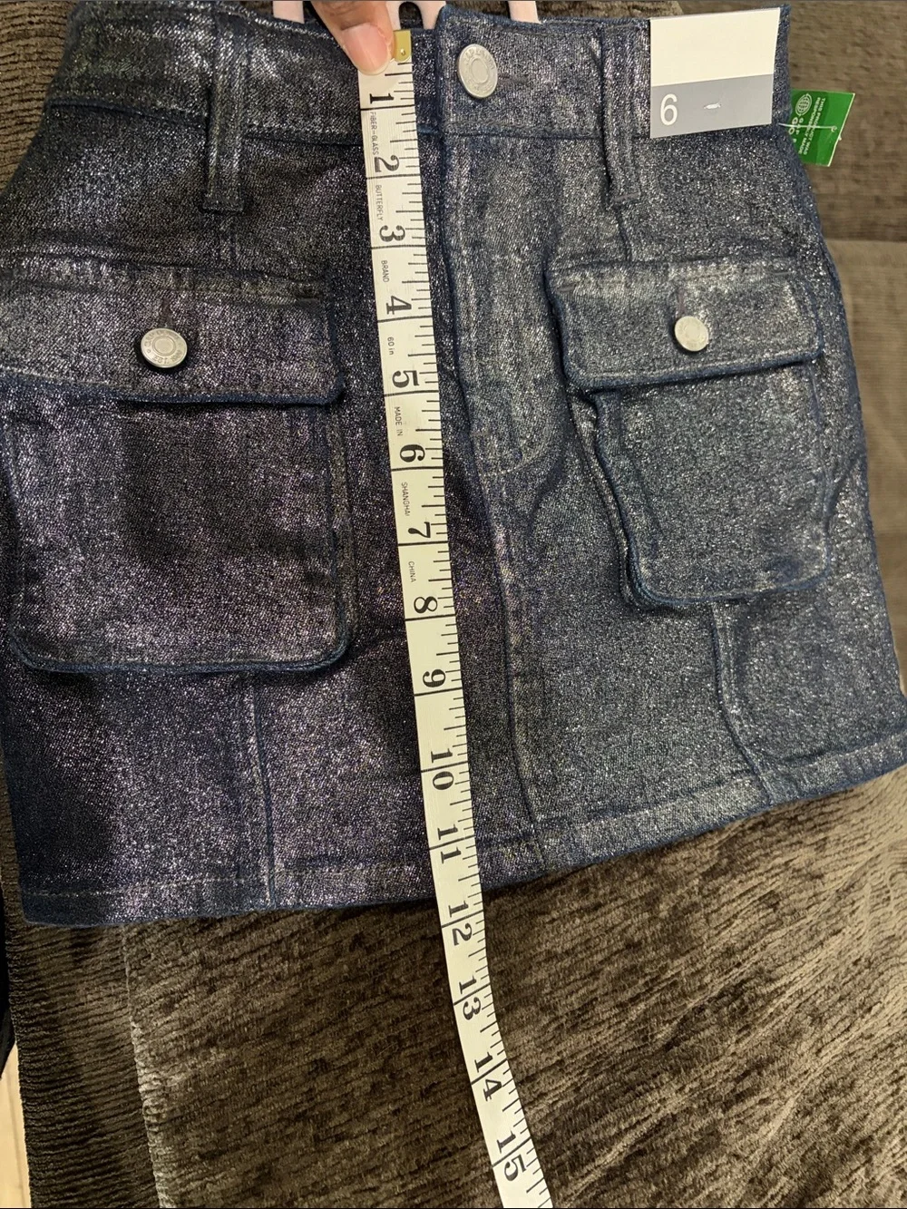 GAP girl’s Sz6 Shimmery Navy Cargo Pocket Mini Skirt